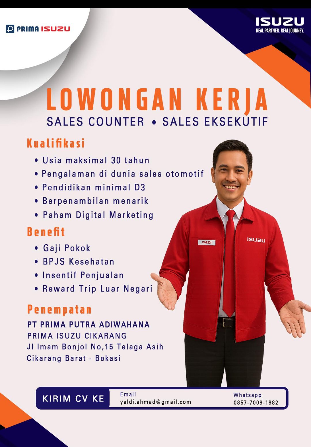 Lowongan Kerja Sales Isuzu